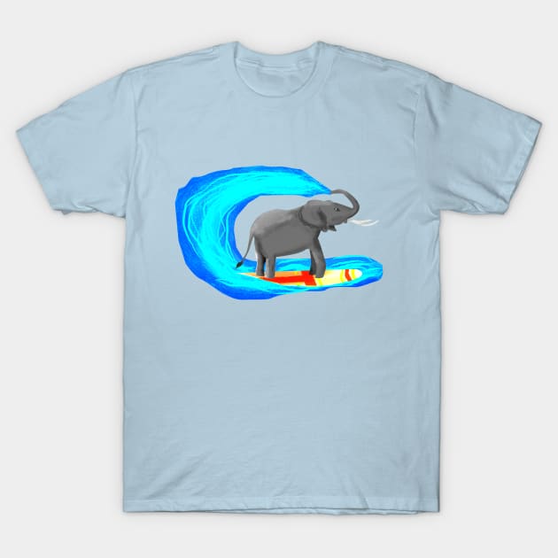 Surfing Elephant T-Shirt by creationoverload